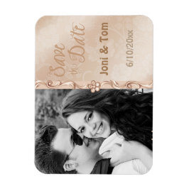 Elegante Ivoor & Gouden Foto Save the Date Magneet