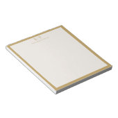 Elegante ivoor gouden rand monogram notitieblok (Schuin)