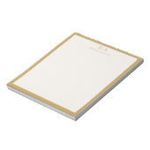 Elegante ivoor gouden rand monogram notitieblok (Linkerzijde)