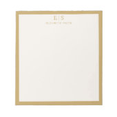 Elegante ivoor gouden rand monogram notitieblok (Voorkant)