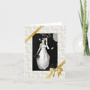 Elegante Ivoor & Gouden Trouwfoto Bedankt