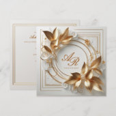 Elegante Ivoor Gouden Trouwuitnodiging Kaart (Voorkant / Achterkant)