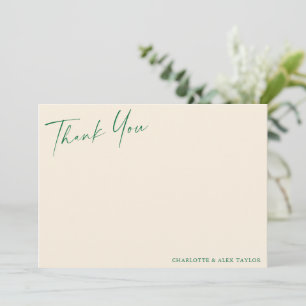 Elegante Ivoor Groene Calligrafie Verloving Feest Bedankkaart