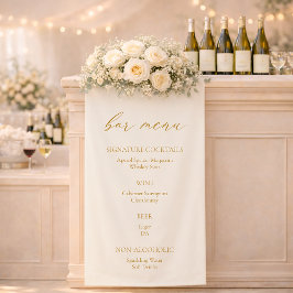 Elegante Ivoor Kleur Huwelijksbar Menu Banner