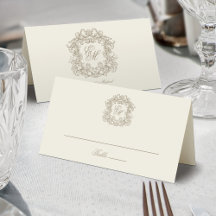 Elegante Ivoor Kleur Vintage Wapen Monogram Bruilo