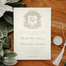 Elegante Ivoor Kleurige Vintage Wapen Monogram Bru