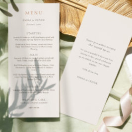 Elegante Ivoor Koperen Script Dubbelzijdig Trouw Menu