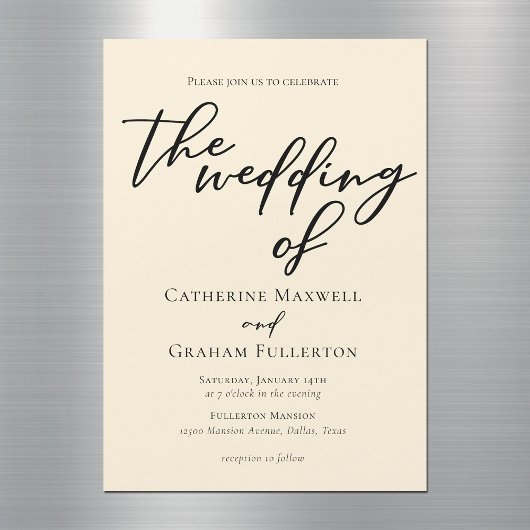 Elegante ivoor minimalistische bruiloft magnetische uitnodiging