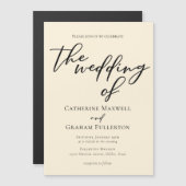 Elegante ivoor minimalistische bruiloft magnetische uitnodiging (Voorkant / Achterkant)