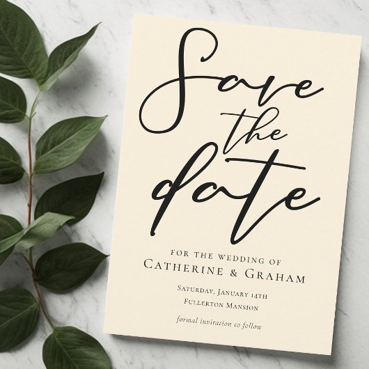 Elegante Ivoor Minimalistische Typografie Save The Date