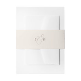 Elegante Ivoor Monogram Cocoa Bruiloft Uitnodigingen Wikkel