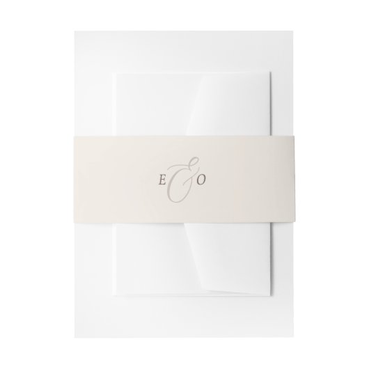 Elegante Ivoor Monogram Cocoa Bruiloft Uitnodigingen Wikkel (Voorkant Voorbeeld)