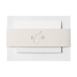 Elegante Ivoor Monogram Cocoa Bruiloft Uitnodigingen Wikkel
