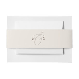 Elegante Ivoor Monogram Cocoa Bruiloft Uitnodigingen Wikkel