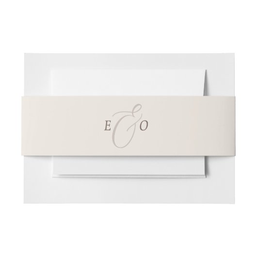 Elegante Ivoor Monogram Cocoa Bruiloft Uitnodigingen Wikkel (Voorkant Voorbeeld)