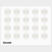 Elegante Ivoor Monogram Naam Ronde Sticker (Vel)