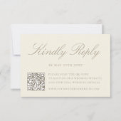 Elegante Ivoor QR Code Trouw RSVP Kaartje (Voorkant)