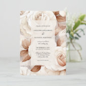 Elegante Ivoor & Roest Rozen Bruiloft Kaart (Staand voorkant)