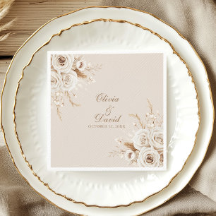 Elegante Ivoor Roze Trouwservet Servet