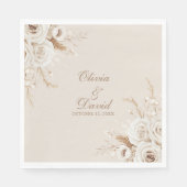 Elegante Ivoor Rozen Bruiloft Servet (Voorkant)