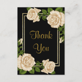 Elegante Ivoor Rozen & Gouden Glitter Dank u Bedankkaart