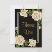 Elegante Ivoor Rozen & Gouden Glitter Dank u Bedankkaart (Voorkant)