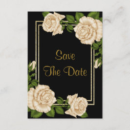 Elegante Ivoor Rozen & Gouden Glitter Save The Dat Save The Date