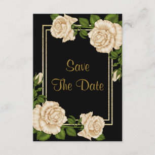 Elegante Ivoor Rozen & Gouden Glitter Save The Dat Save The Date