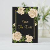 Elegante Ivoor Rozen & Gouden Glitter Save The Dat Save The Date (Staand voorkant)