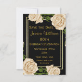 Elegante Ivoor Rozen & Gouden Glitter Save The Dat Save The Date (Achterkant)