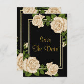 Elegante Ivoor Rozen & Gouden Glitter Save The Dat Save The Date (Voorkant / Achterkant)