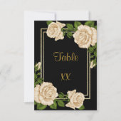Elegante Ivoor Rozen & Gouden Glitter Tafelnummer (Voorkant)