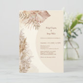 Elegante ivoor rustieke boho pampas gras bruiloft kaart (Staand voorkant)