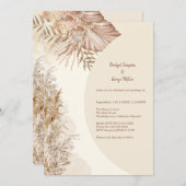 Elegante ivoor rustieke boho pampas gras bruiloft kaart (Voorkant / Achterkant)