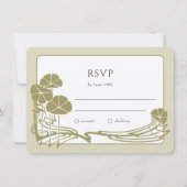 Elegante Ivoor Sage en Gouden RSVP-Kaart Kaart (Voorkant)