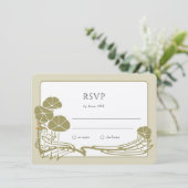 Elegante Ivoor Sage en Gouden RSVP-Kaart Kaart (Staand voorkant)
