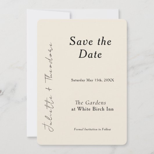 Elegante Ivoor Save the Date (Voorkant)