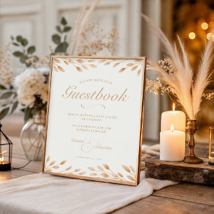 Elegante Ivoor & Terracotta bruiloft gastenboek Pr