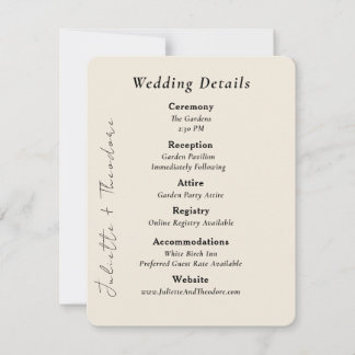 Elegante Ivoor Trouwdetailskaart Save The Date