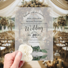 Elegante Ivoor White Rose Lacy Calligrafie Trouwen