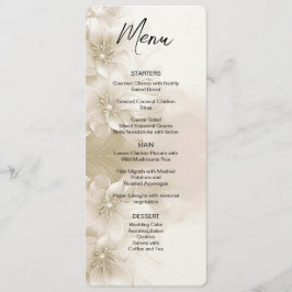 Elegante Ivoor Witte Bloemen Trouwmenu Menu