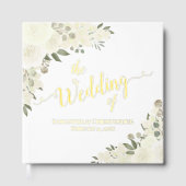 Elegante Ivoor Witte Boho Bloemen Folie bruiloft Gastenboek (Voorkant)