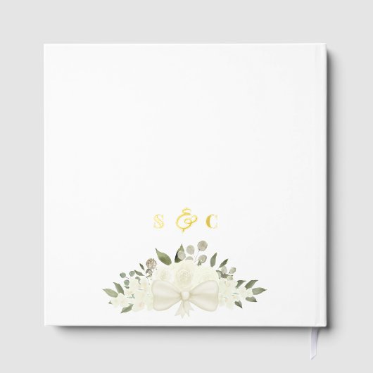 Elegante Ivoor Witte Boho Bloemen Folie bruiloft Gastenboek (Achterkant)