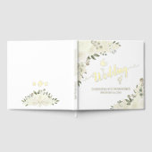 Elegante Ivoor Witte Boho Bloemen Folie bruiloft Gastenboek (Volledig)