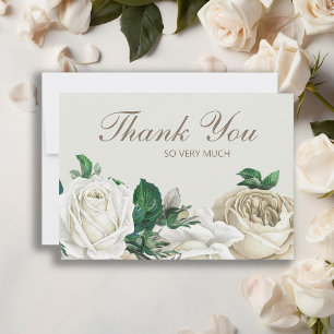Elegante Ivoor Witte Crème Rozen Trouw Dank Je Bedankkaart