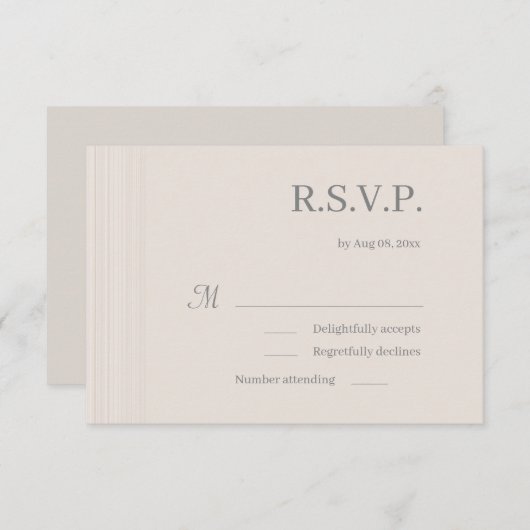 Elegante Ivoor Witte Houtnerf Strepen Trouw RSVP Kaart (Voorkant / Achterkant)