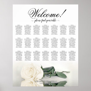 Elegante Ivoor Witte Roos 21 Tafelstoelindeling Poster