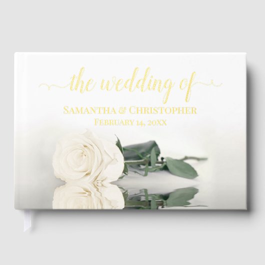 Elegante ivoor witte roos kleine bruiloft gastenboek (Voorkant)
