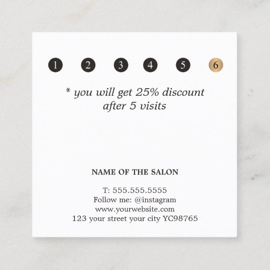 Elegante ivoor zwart faux goud hart schoonheid loy klantenkaartje (Achterkant)