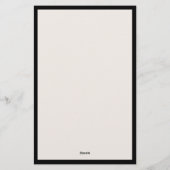 Elegante Ivoor Zwarte Rand Monogram Briefpapier (Achterkant)